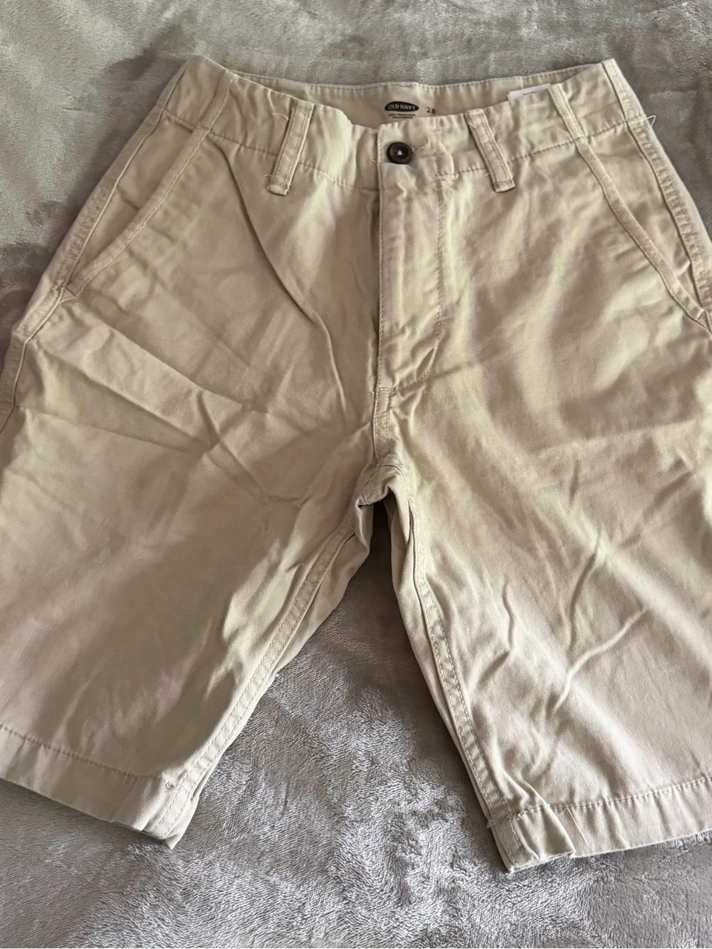 (B) Like New Old Navy Men's Light Khaki Flat-Front Shorts